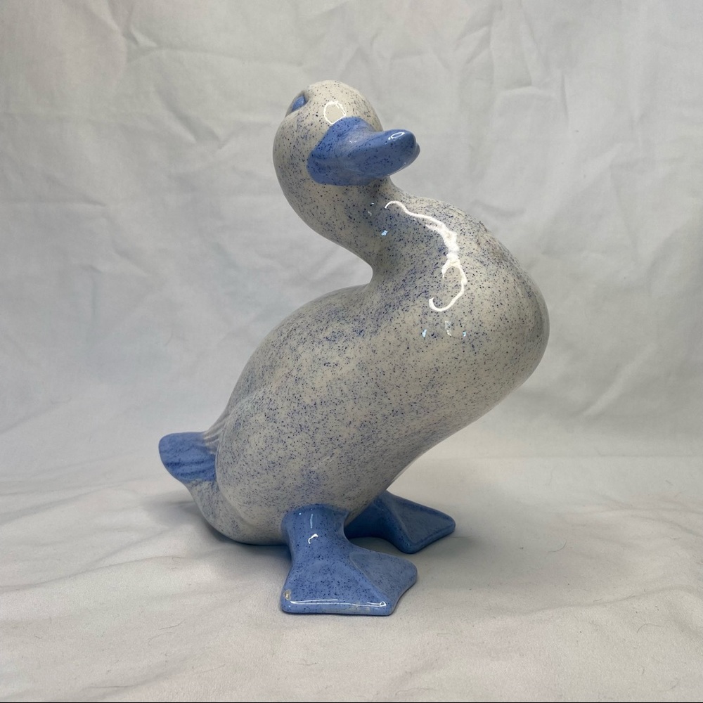 Blue White Speckled Duck Goose Curved Neck Blue Bill FLAW Unbranded Garden